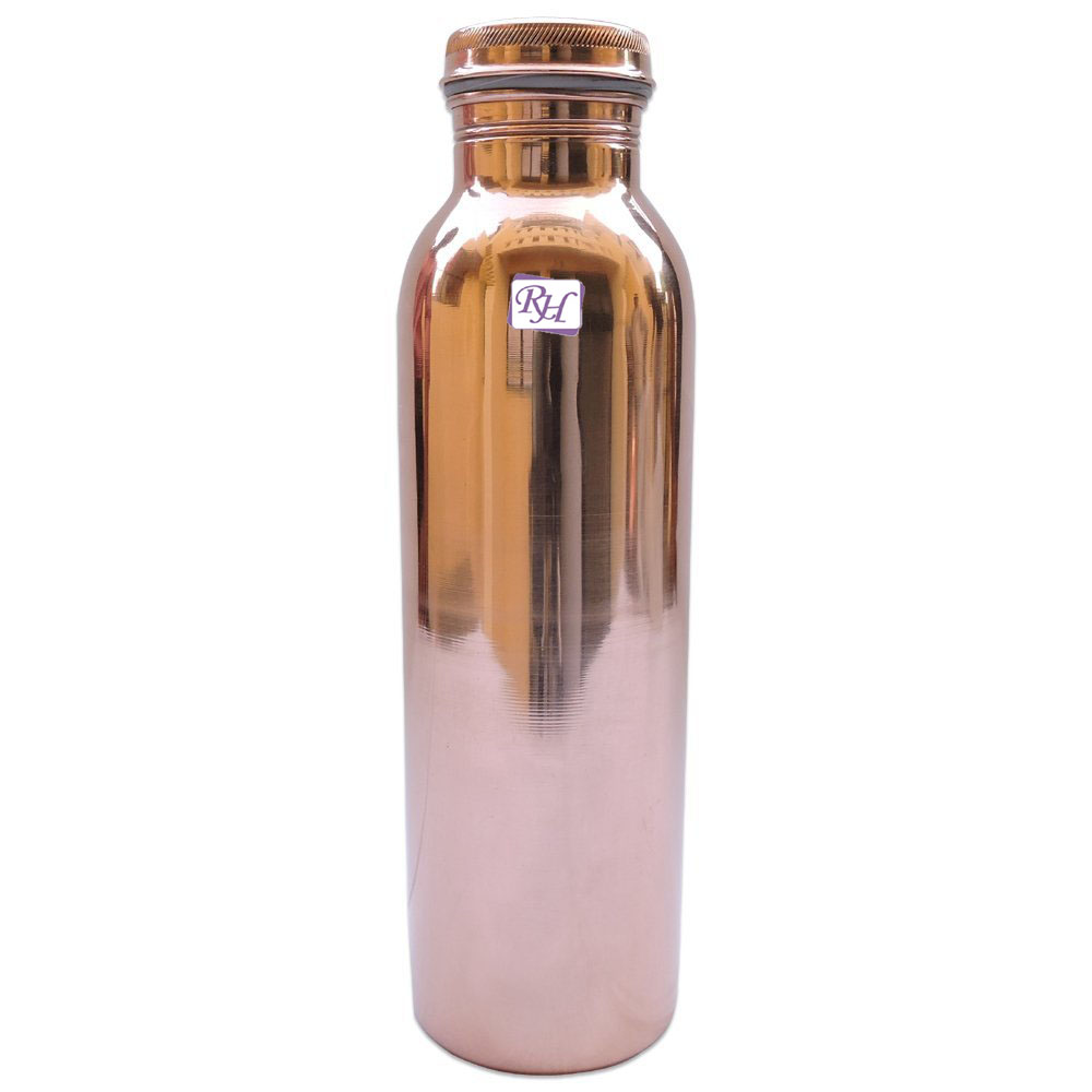 Handmade Item Regional Crafts 900 ML Travellers 100% Pure Copper Hammered Water Bottle Joint Free-Ayurveda Health Benefits Leak Proof Bottle 